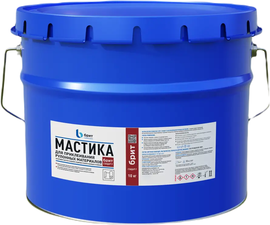 84300201 Мастика битумно-полимерная Брит Стандарт-Р для приклеивания рулонных материалов 10 кг STLM-0048217