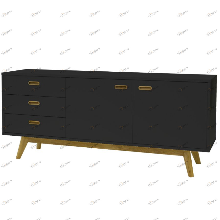 Сервант Tenzo Bess, 72х170х43 см, дуб, черный 2175024