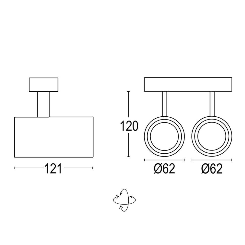 Point Evo 1W 2L Ghidini Point Evo Wall / Ceiling .01 Белый (Матовый)  - Вид №1
