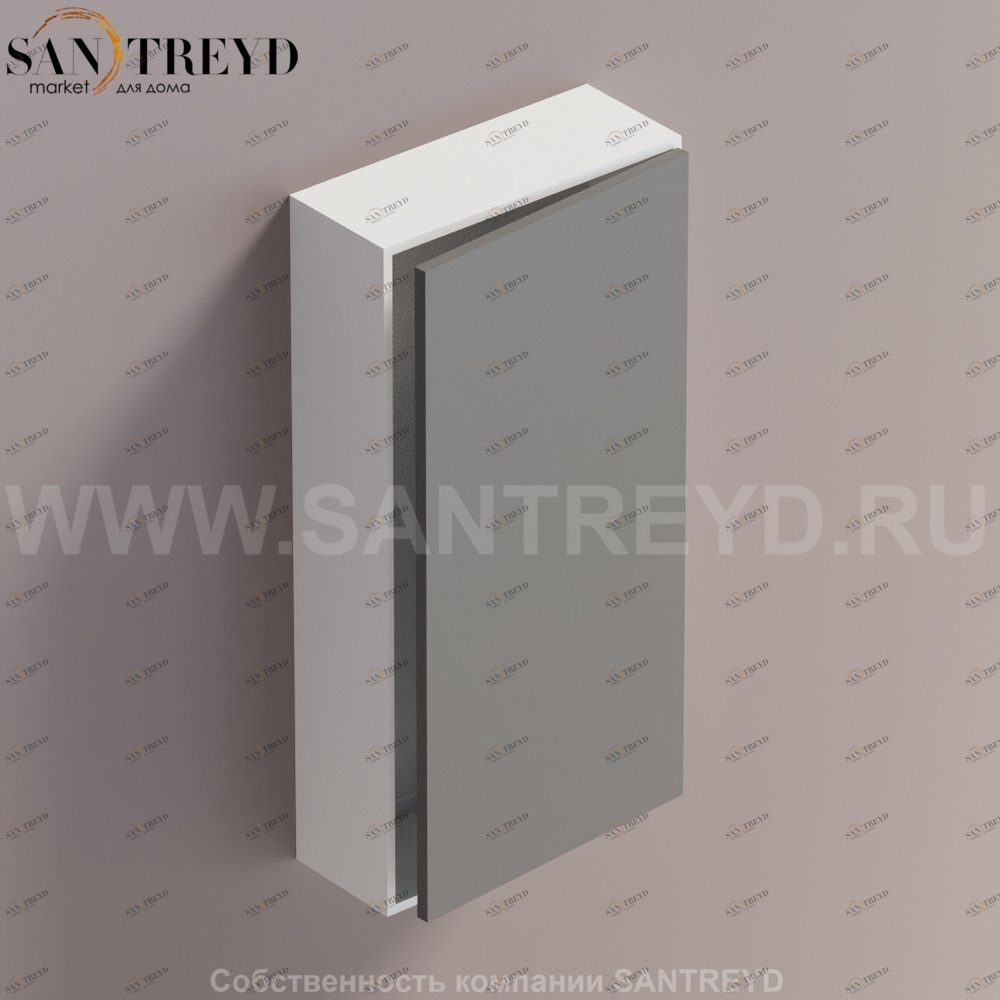 LIFT Модульный шкаф 80 см с правой дверью на доводчиках. Модули могут располагаться горизонтально и вертикально. Отделка: белая краска и темно-серая краска. AMOB052LGLZDX Agape