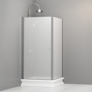 9149S0 Душевая кабина DX с распашной дверью и фиксированной боковой частью для душевого поддона квадрат 100x100, цвет Хромированный Kerasan RETRO Италия