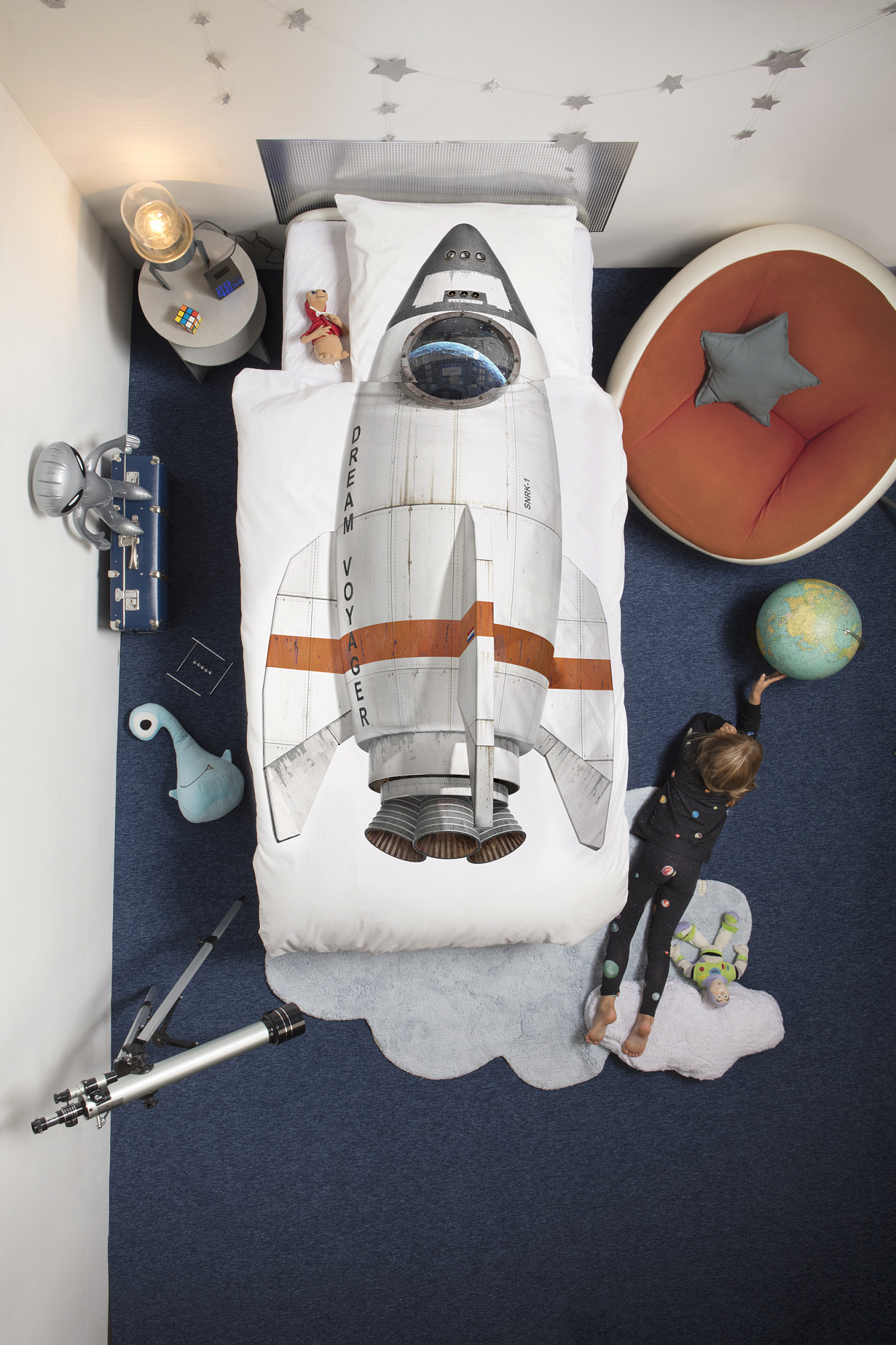 Детское постельное белье односпальное "Ракета" 150х200 см SNURK  335487 Белый  - Вид №1