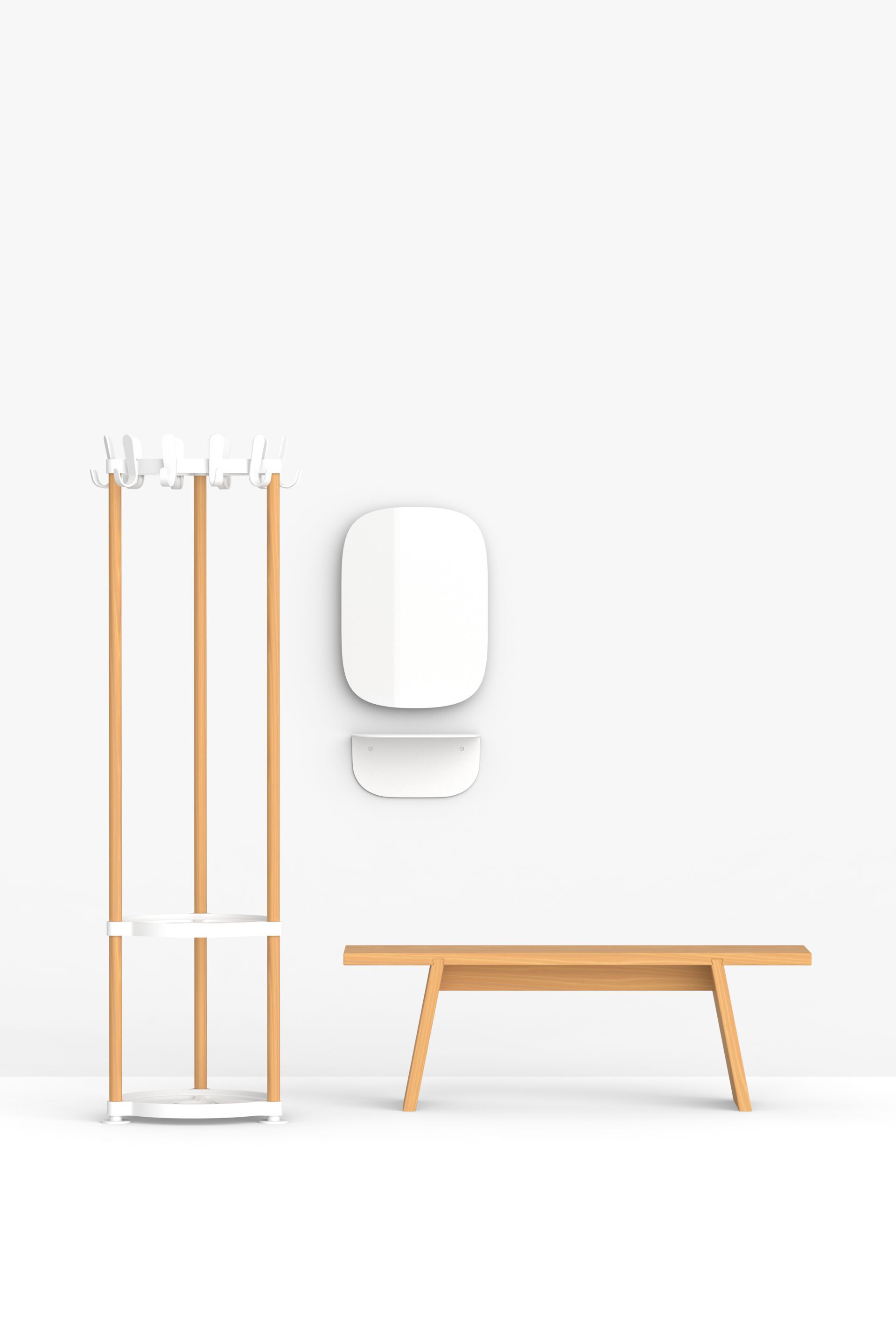 Вешалка из дуба и пластика с зонтиком FUNCTIONALS STICKS ROUND ARCH-00083597 - Вид №3