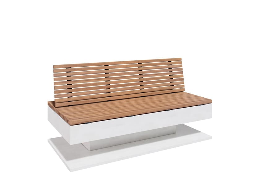 Бетонная и деревянная скамья со спинкой amop Plano ARCH-00099015