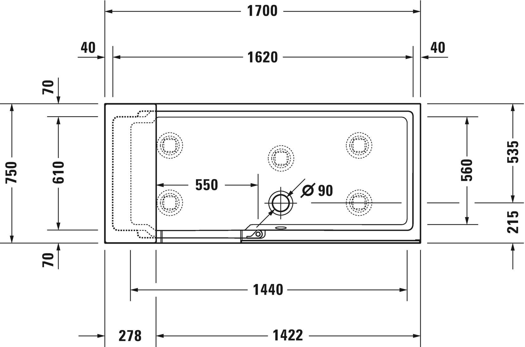 700404..0000000 Shower + Bath Ванна Белый Alpin Duravit  - Вид №1