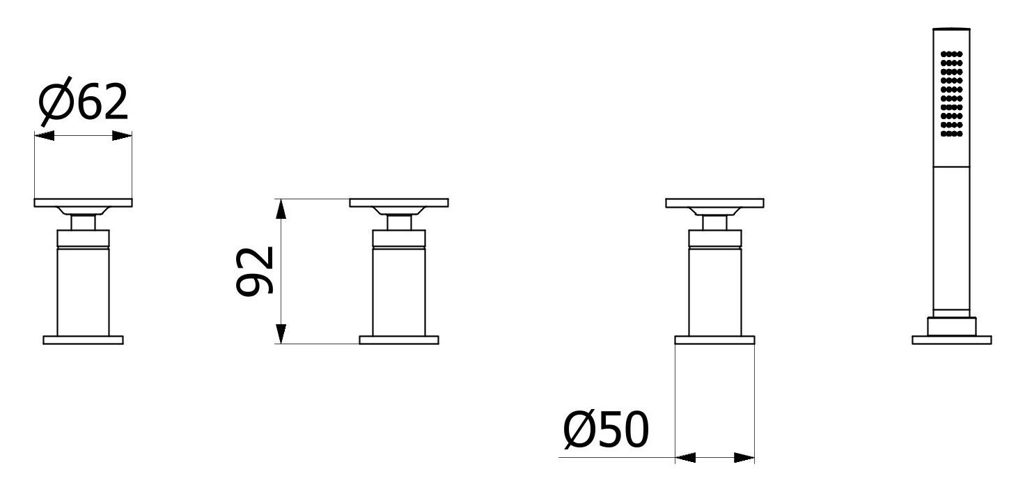 Смеситель для ванны с 4 отверстиями и ручным душем IB Bold ARCH-00153164 - Вид №22