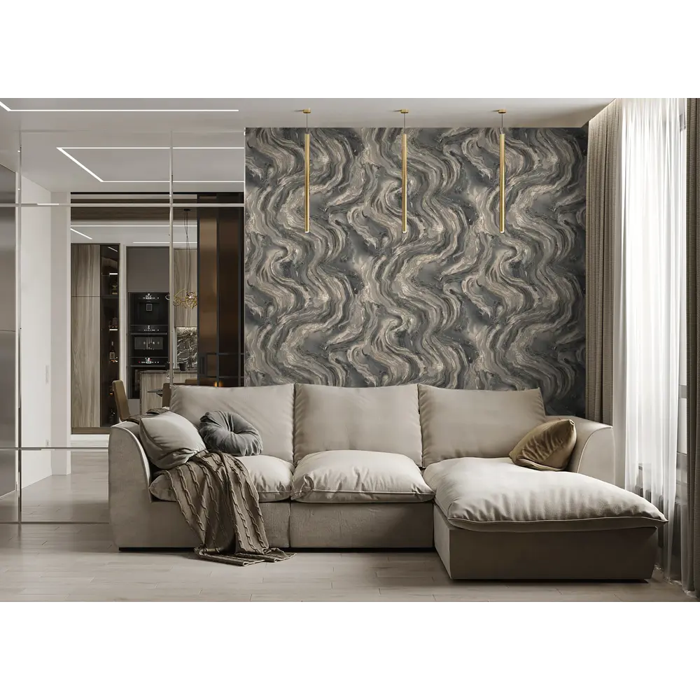 Обои флизелиновые Wallsecret Michelan серо-коричневые 1.06 м 8851-29 STLM-2110328 - Вид №5