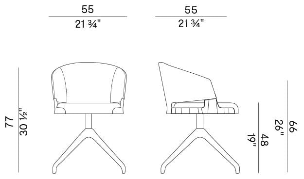 Кожаное вращающееся кресло с подлокотниками Potocco ARCH-00146425 - Вид №1