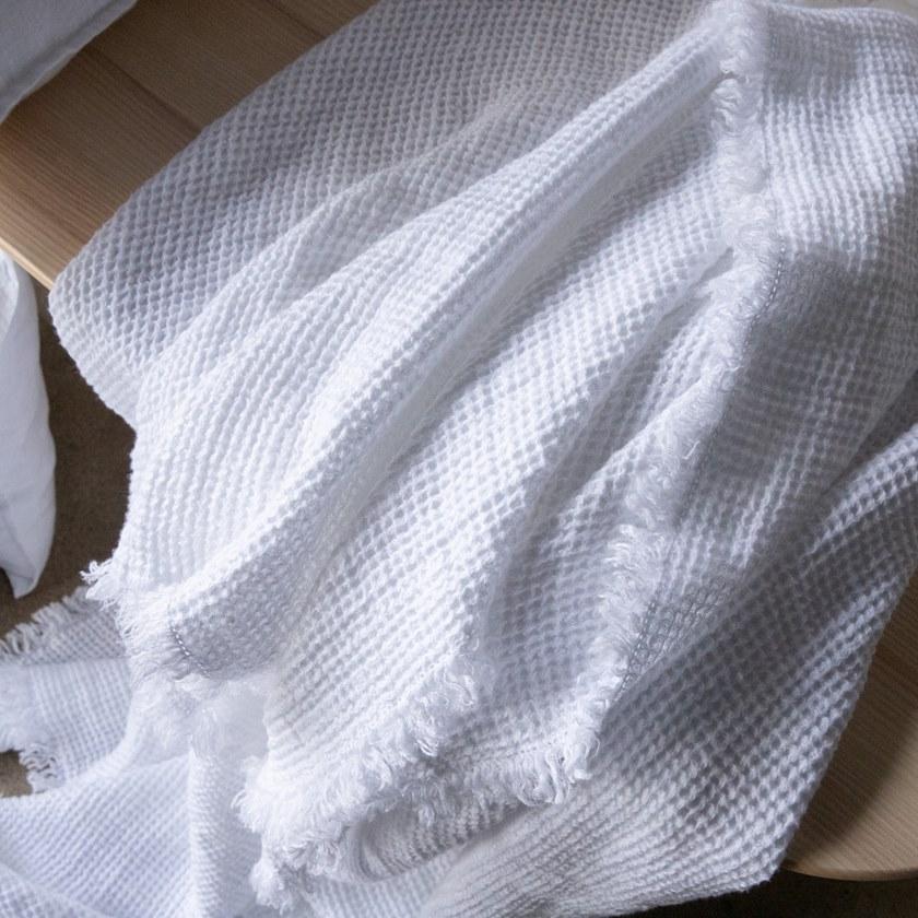 LinenMe Однотонный льняной плед ручной работы Washed waffle big 0575801  - Вид №4