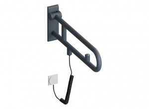 801.50B560 Откидная опорная рейка, поворотная, электронная версия, кнопка смыва HEWI Edition matt | Polyamid