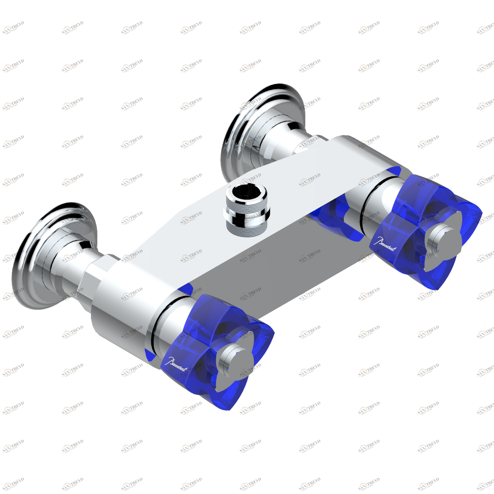 U6B-64 Смеситель для душа настенный 1/2" - 150 мм между центрами - без шланга Thg-paris Pétale de Cristal, синий хрусталь Хром U6B 64  A02 CAT.A