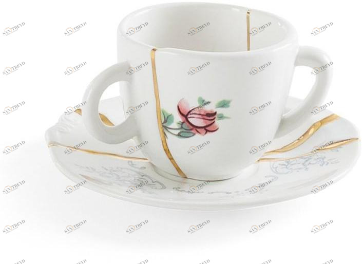 Seletti Фарфоровая кофейная чашка с блюдцем Kintsugi sun-id-1432020