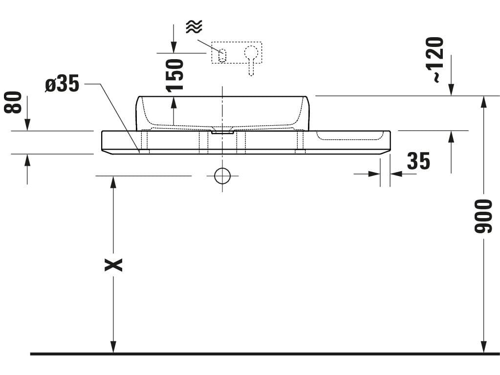 Керамическая и мраморная прямоугольная подвесная раковина с столешницей Duravit Qatego ARCH-00093679 - Вид №13