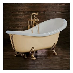 Ванна Akcjum Rectime 160 WR-03-01-Br-N овальная бежевая с золотыми ножками