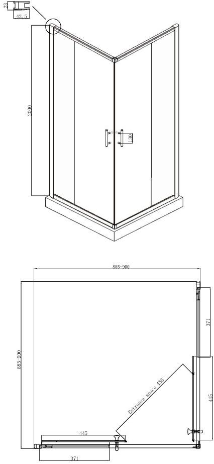 Душевое ограждение Ambassador Kingston 14011102 (900x900x2000), 1 место  - Вид №8
