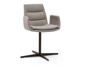 Кожаный спиц поворотный стул с подлокотниками