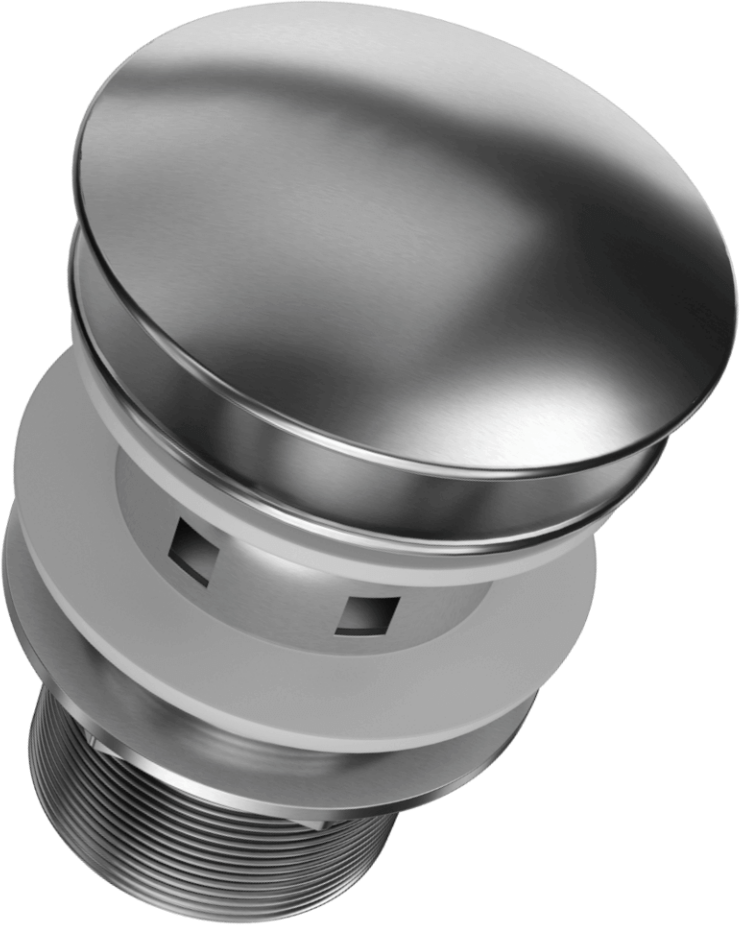 A856-S Слив для раковины «клик-клак» из нержавеющей стали без прорезей, с переливом