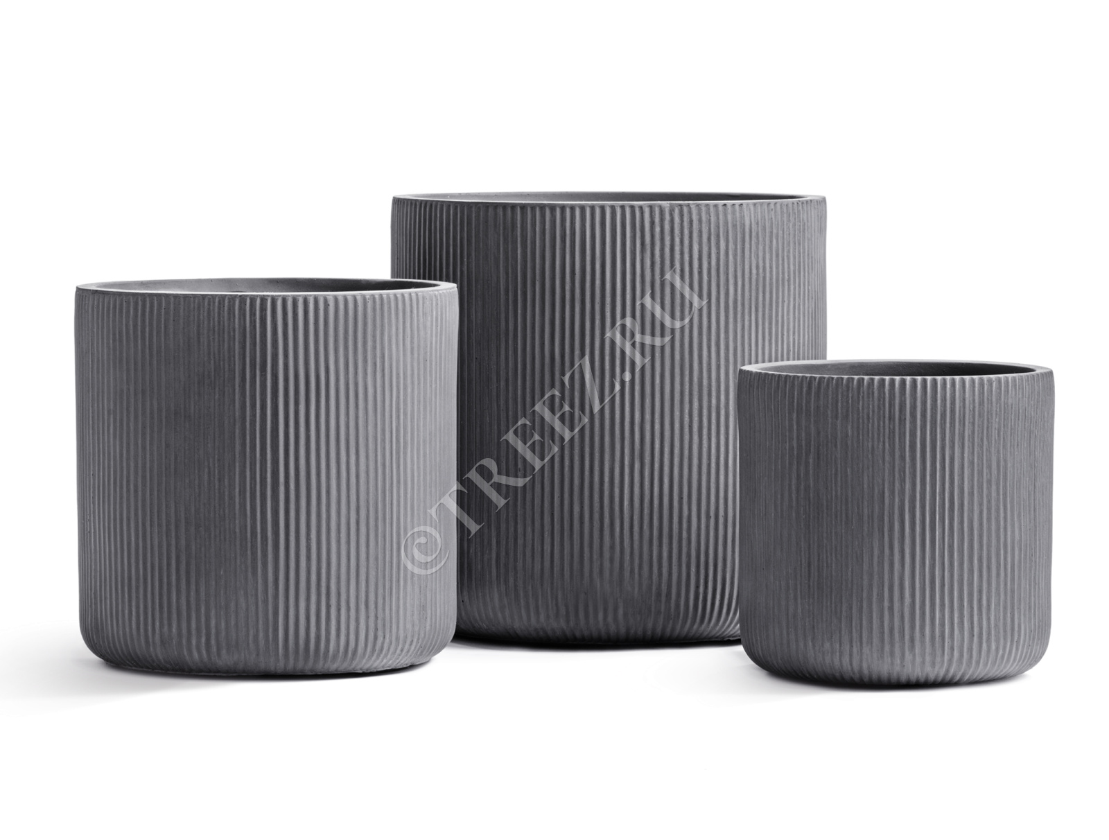 41.1020-0040-GR-30 Кашпо  ERGO - серия Jet - Цилиндр - Дымчато-серый бетон Цветочная коллекция 