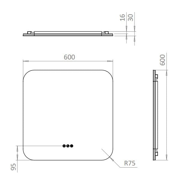 Квадратное зеркало со встроенным настенным освещением CROSSWATER SVELTE ARCH-00096804 - Вид №2