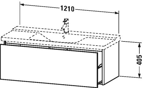 XS408309292 Тумбочка подвесная XSquare #XS4083 1210 x 473 мм Каменно-серый шелковисто-матовый лак Duravit - Вид №1