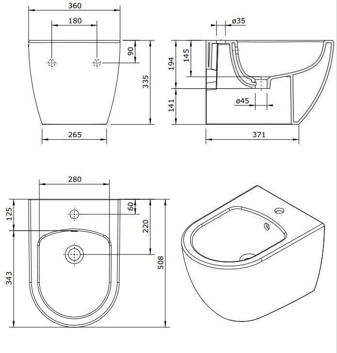 137440004 Биде подвесное Sanibold Sanindusa - Вид №1