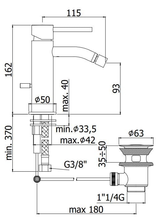 Смеситель для биде без слива с регулируемым горлышком RUBINETTERIA PAFFONI Light ARCH-00152785 - Вид №2