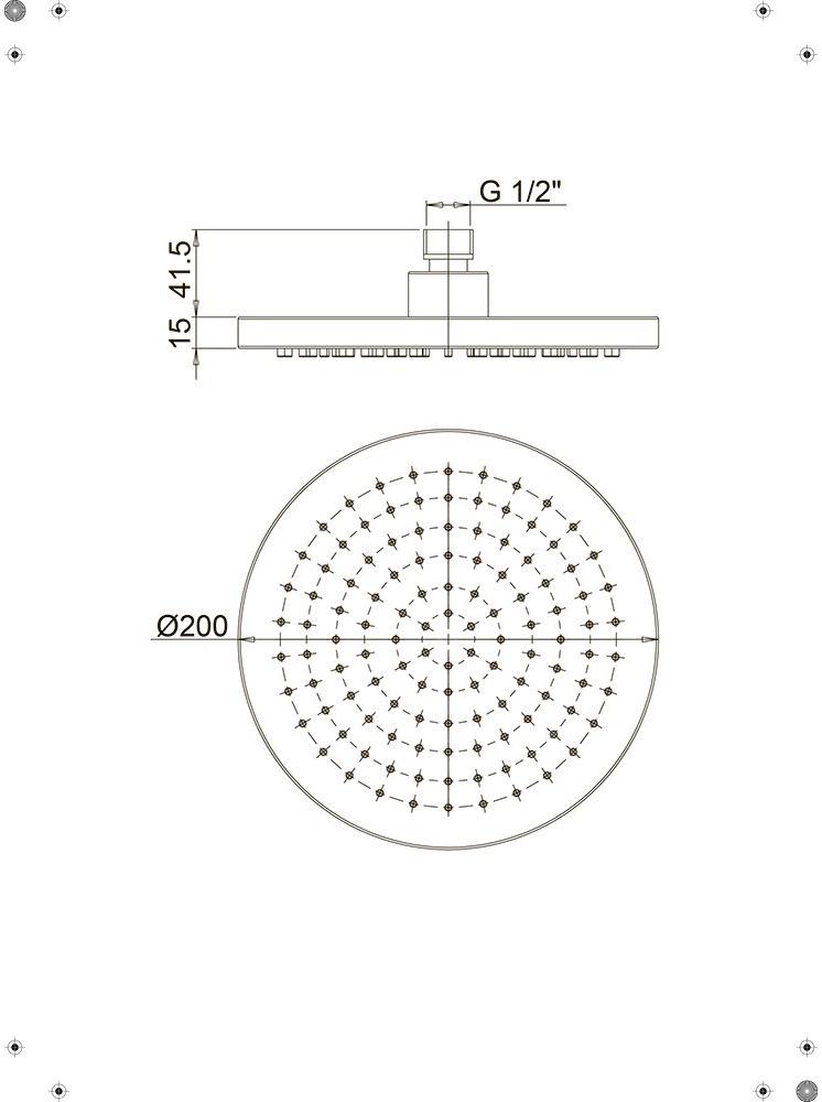 50CR759TCARE20E Расс.д/душа, круглый, 200 мм, хром Paini  - Вид №3