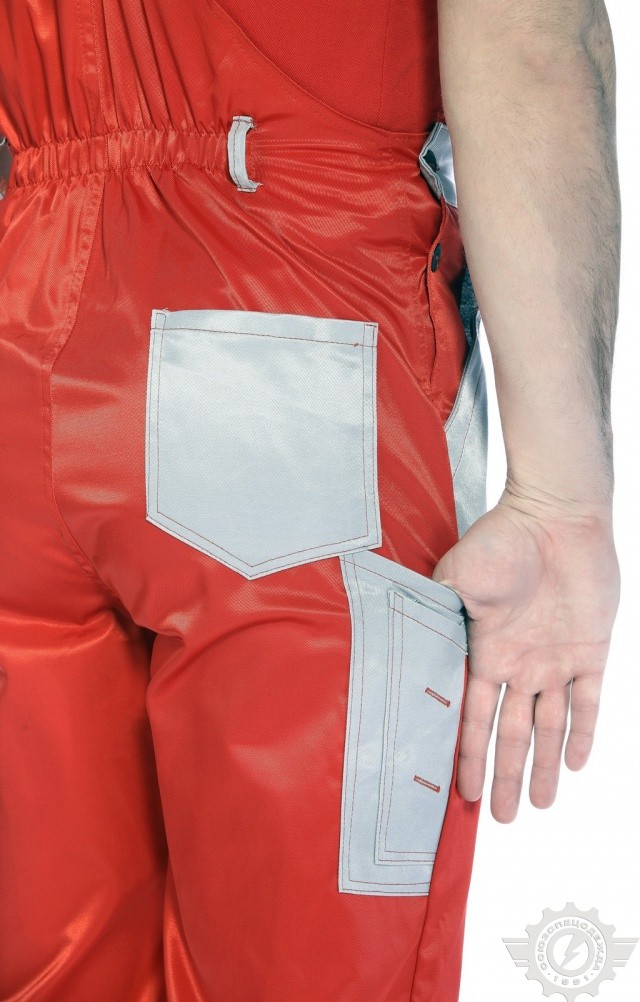 61482 Полукомбинезон "Мастер" красный-светло-серый  Летняя спецодежда  размер 48-50/182-188  - Вид №7