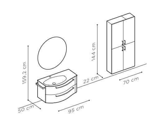 Подвесной умывальник из матового лака и термо текстурированного ARBLU Dress System ARCH-00115545 - Вид №2