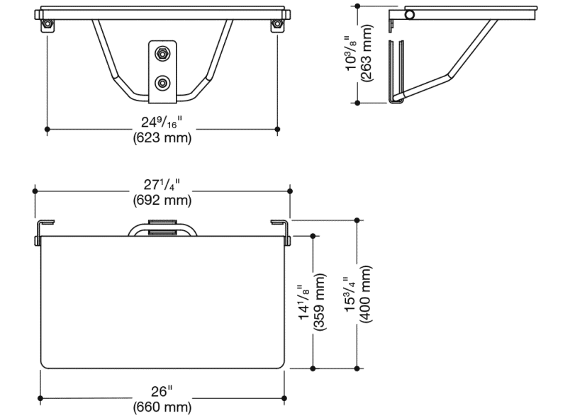900.51.21140 Складное сиденье для душа, прямоугольное (ada) HEWI System 900 - Вид №1