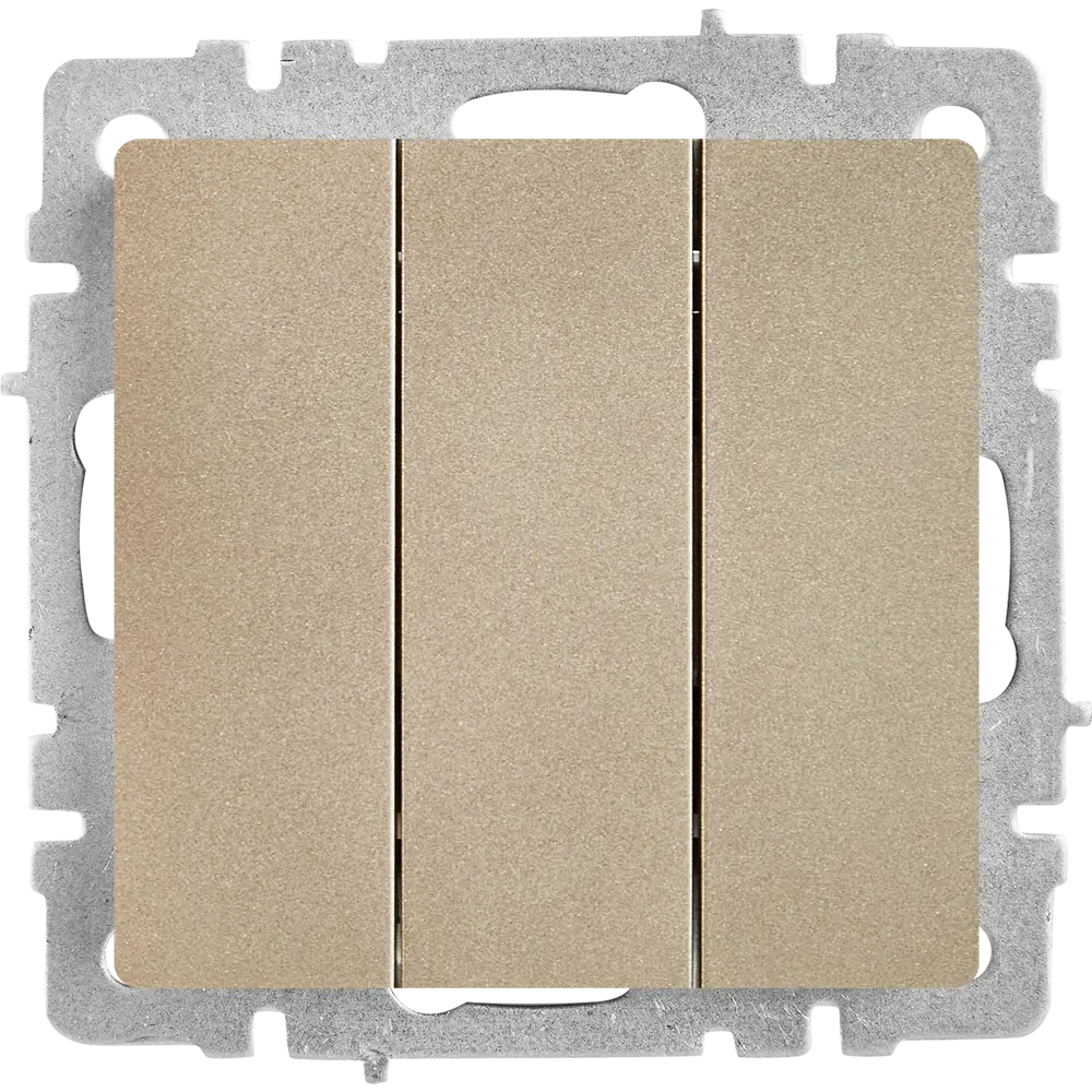 Выключатель IEK Brite трёхклавишный в цвете шампань для современного интерьера 87761745 STLM-1116399 - Вид №1