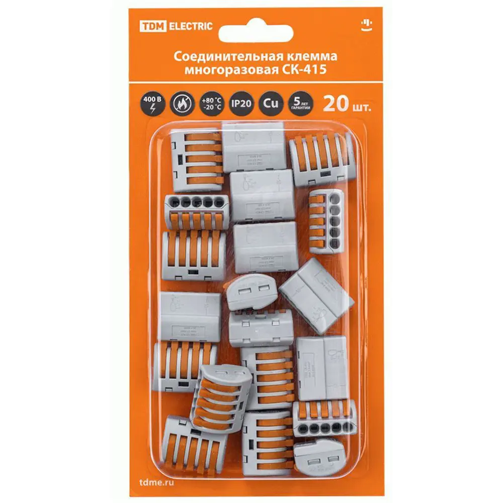 Клемма соединительная TDM Electric СК-415 5-проводная 2.5 мм 20 шт STLM-2137691 - Вид №1