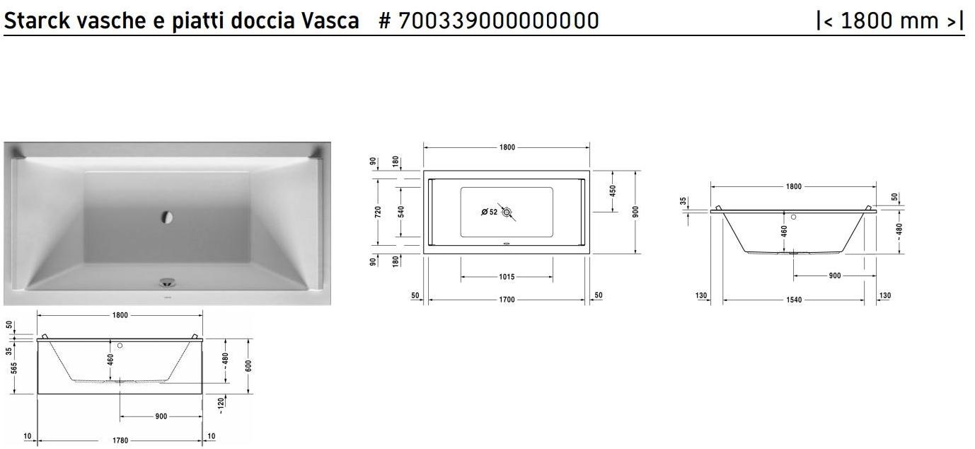 Duravit Прямоугольная акриловая ванна Starck 700339 - 700340 - 700341 - Вид №10