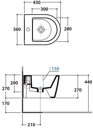 Fos09/10/11/12 bi Биде подвесное FORTY3 Ceramica Globo - Вид №10