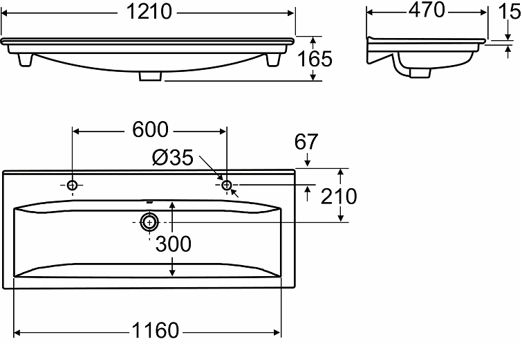 16432 Накладная раковина на столешницу  прямоугольная IDO  - Вид №3