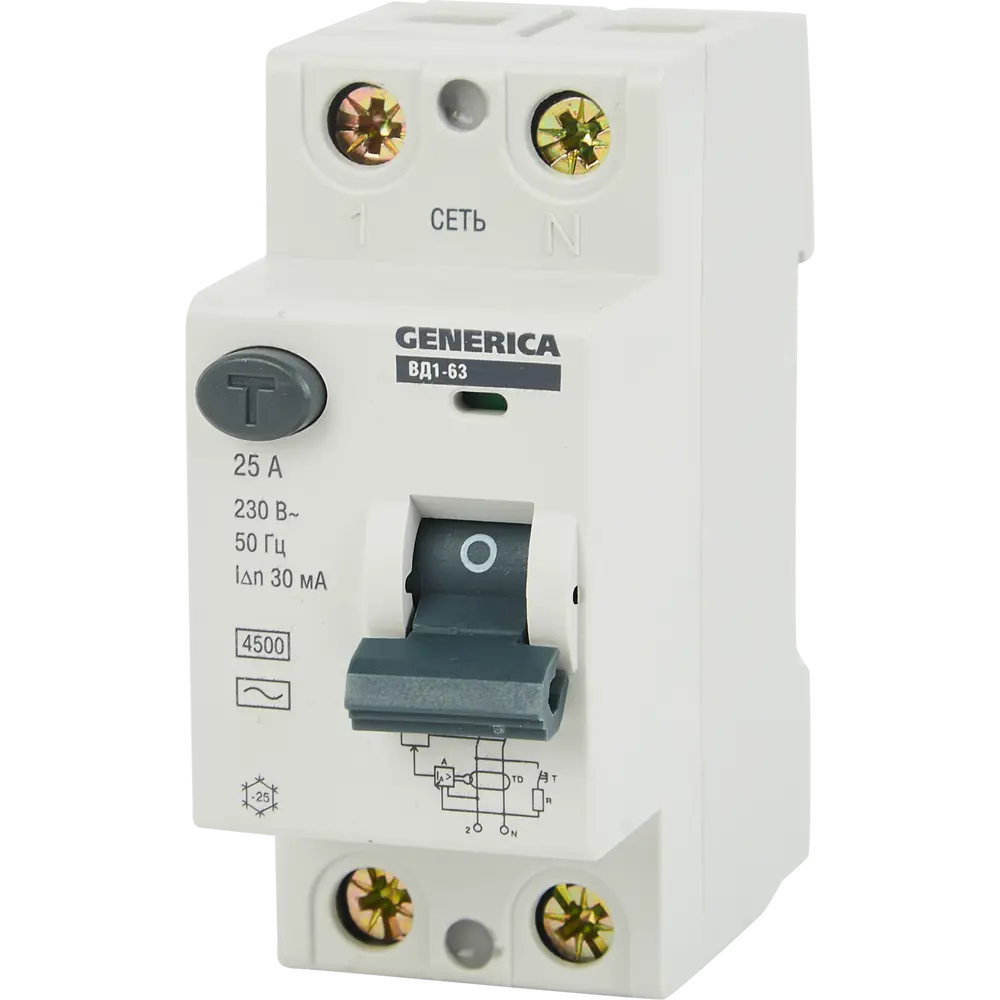 Generica ВД1-63 УЗО 2P 25А с защитой от утечек 30 мА 84798340 STLM-0055300 - Вид №6