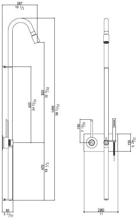 MGS Термостатическая душевая стойка из нержавеющей стали с ручным душем Contemporary sun-id-1363190 - Вид №3