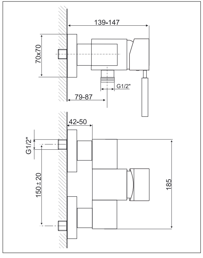 Смеситель для душа Kaja Aquadrat 58610-С A-Quadrat 58610С - Вид №1