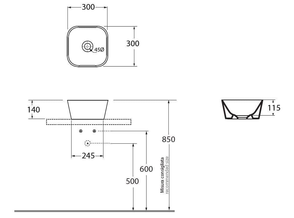 Керамическая квадратная столешница Azzurra Ceramica Сборка ARCH-00063749 - Вид №5