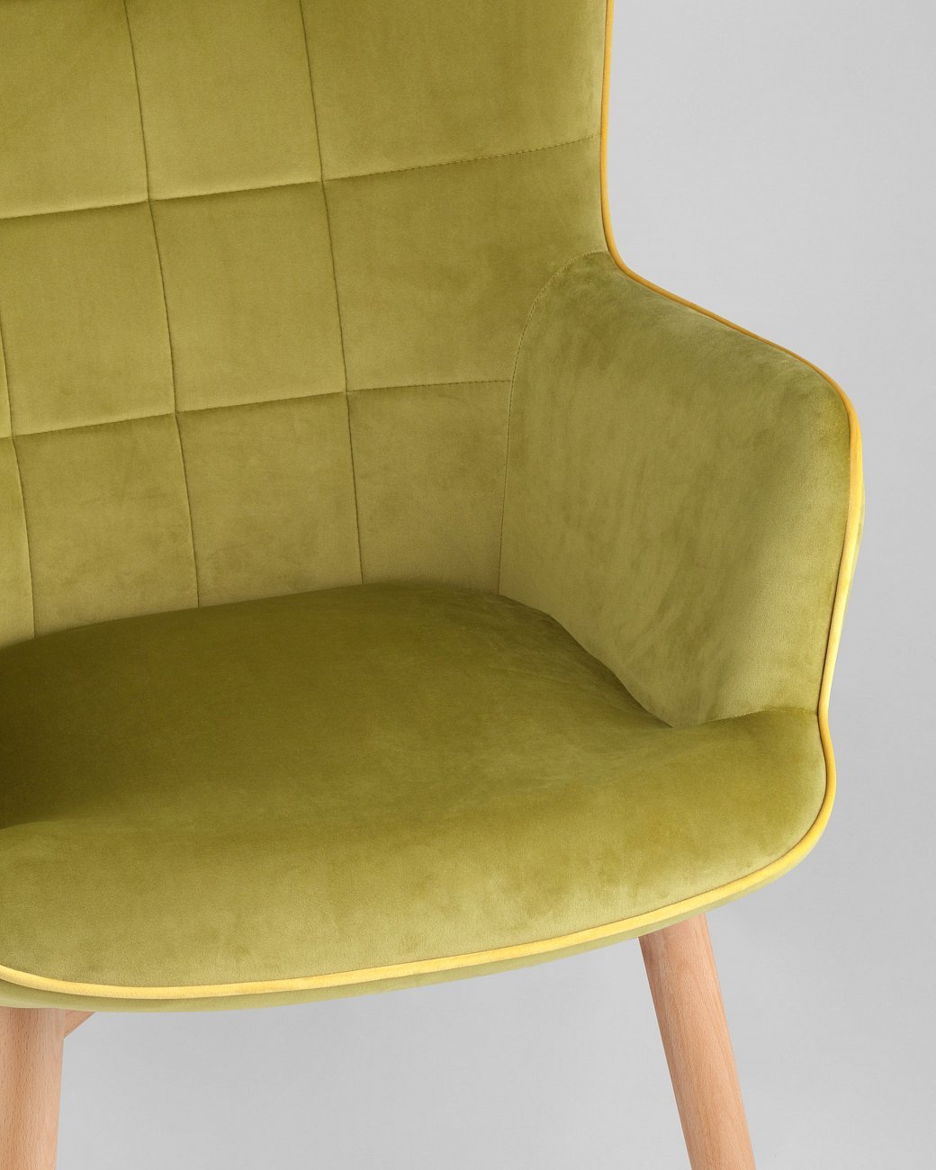 Кресло с мягкими подлокотниками оливковое с деревянными ножками "Манго" STOOL GROUP ДИЗАЙНЕРСКИЕ 00-3946320 Зеленый  - Вид №7