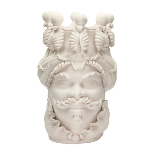 200838-WT ABHIKA ВАЗА МУЖСКАЯ MORO С ПОДСВЕЧНИКОМ WHITE MATT