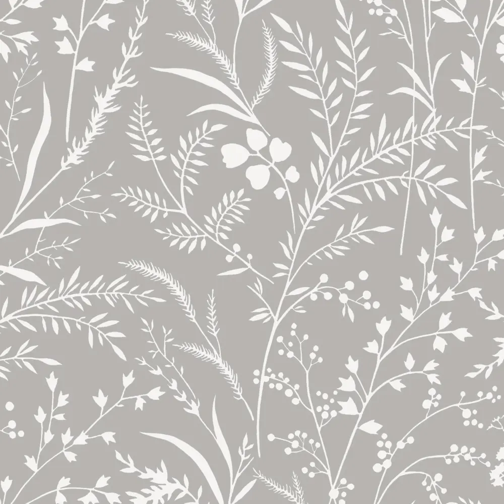 WALLSECRET Scandy: серые флизелиновые обои с ботаническим принтом 89395589 STLM-1508070 - Вид №1