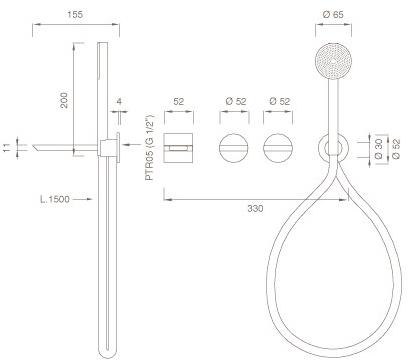Ceadesign Настенный комплект из 2 прогрессивных смесителей для ванны Bar Bar 40 y - Вид №1