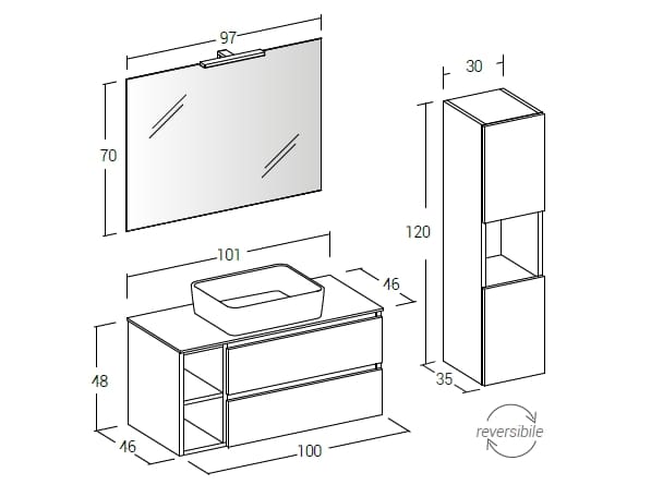 Деревянный подвесной умывальник с настенным креплением LEGNOBAGNO Экспресс ARCH-00062780 - Вид №2