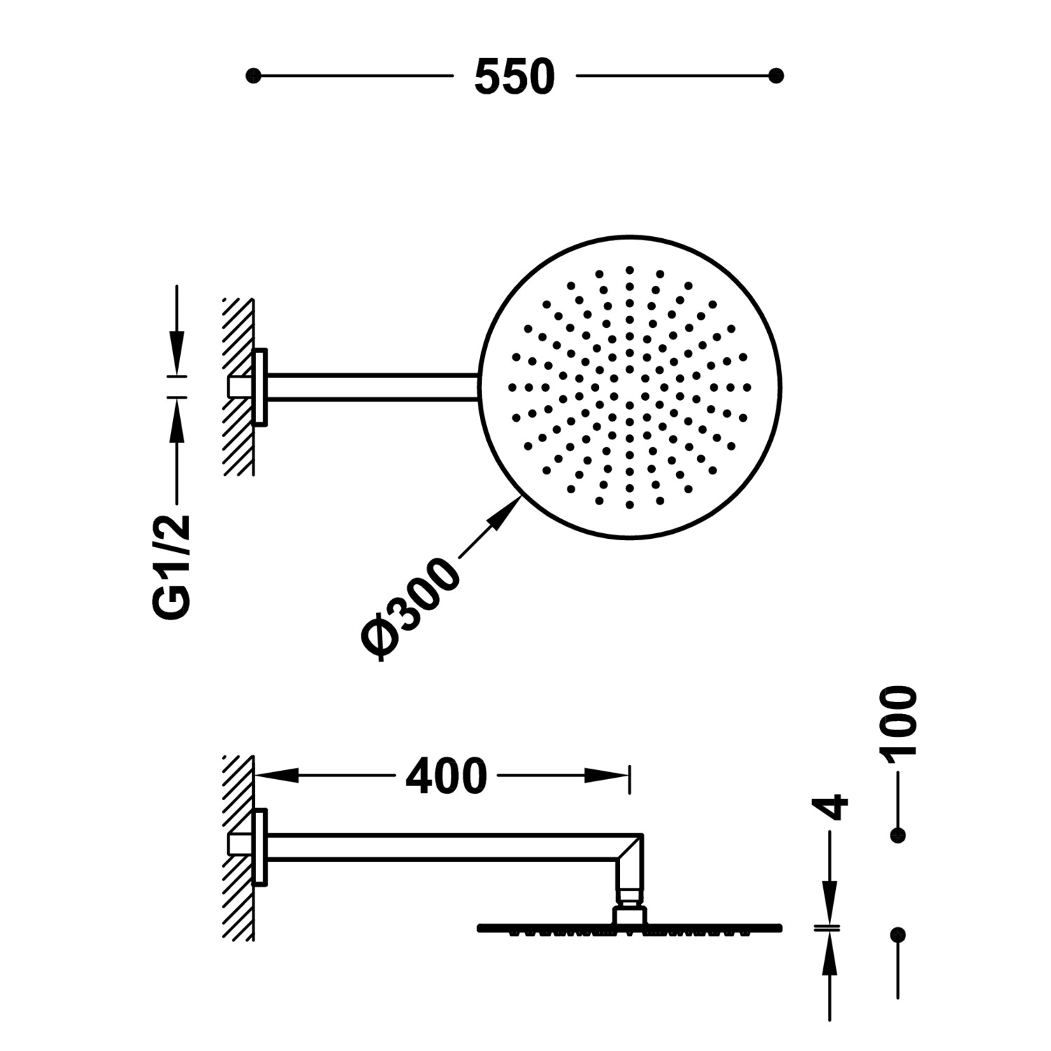 Настенный кронштейн с регулируемой насадкой для душа-134432 TRES Showers - Вид №1