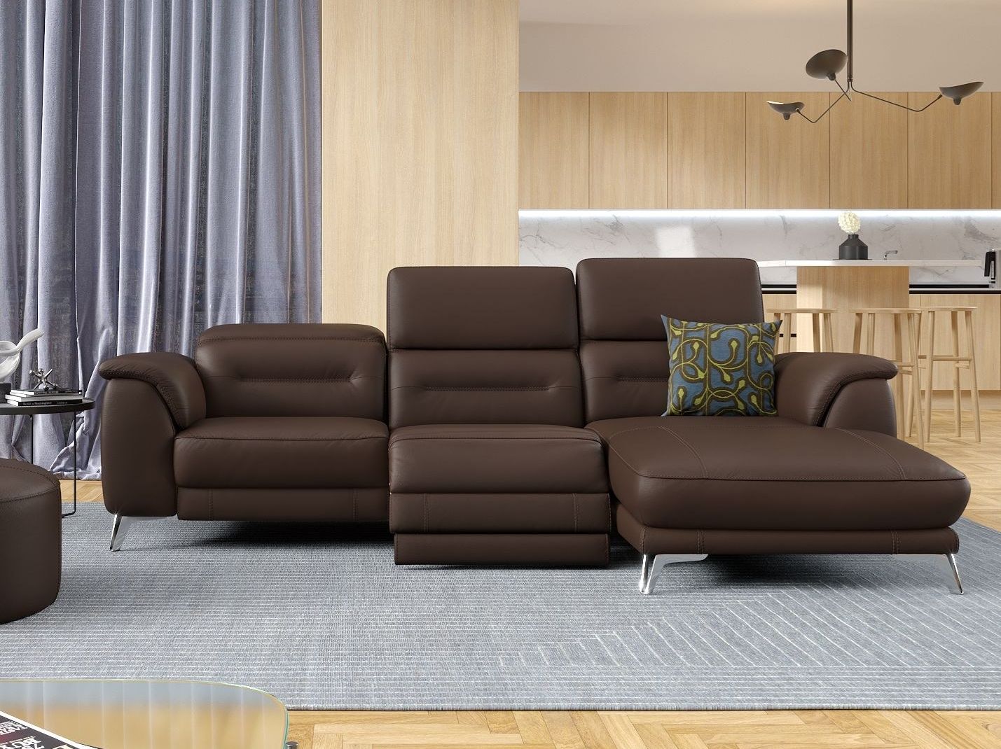 Кожаный диван с полуостровом Sofanella Gandino ARCH-00066679 - Вид №2