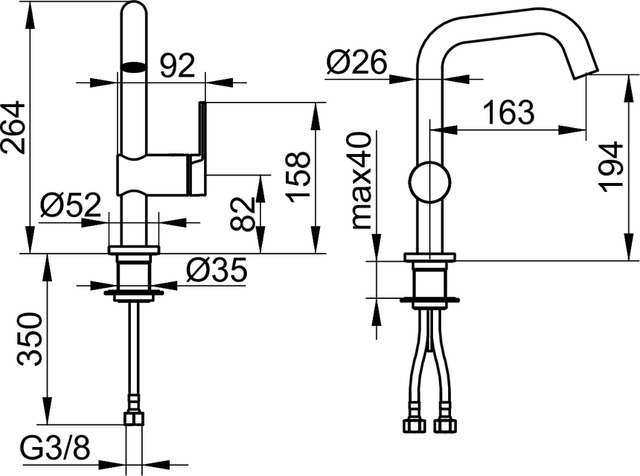 53905010100 Однорычажный смеситель для умывальника 200 KEUCO Plan blue - Вид №2