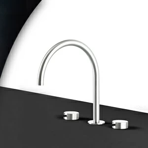 Смеситель для раковины сталь глянцевая с чёрной ручкой Toki Radomonte TKI25LCIL32