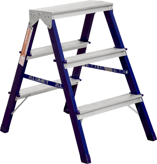 Стремянка стальная двухсторонняя с алюминиевыми ступенями MD 8203 ALUMET  - Вид №2