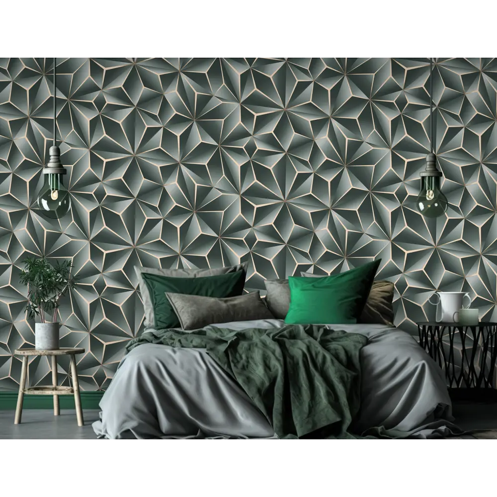 Обои флизелиновые Ateliero Kaleidos зеленые 1.06 м AT88187-05 Kaleidoscope STLM-2139646 - Вид №3